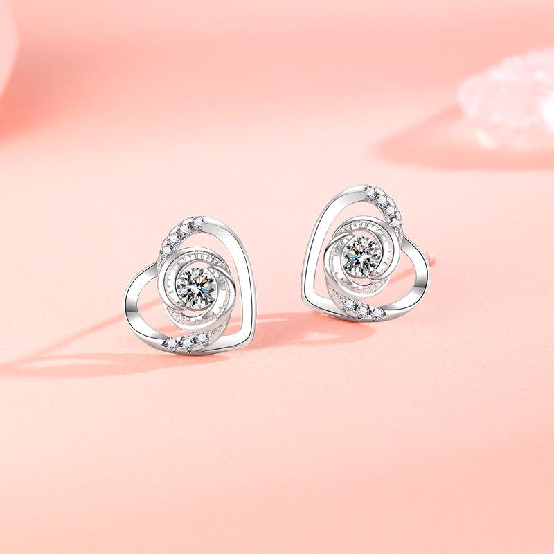 Eternal Heart Love Stud Earrings Women's Simple Small Exquisite Earrings Fashion Temperament Ear Jewelry
