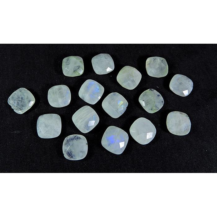12X12MM Natural Rainbow Moonstone briolette cut Rectangular Gems 16Pcs Lot RML-576