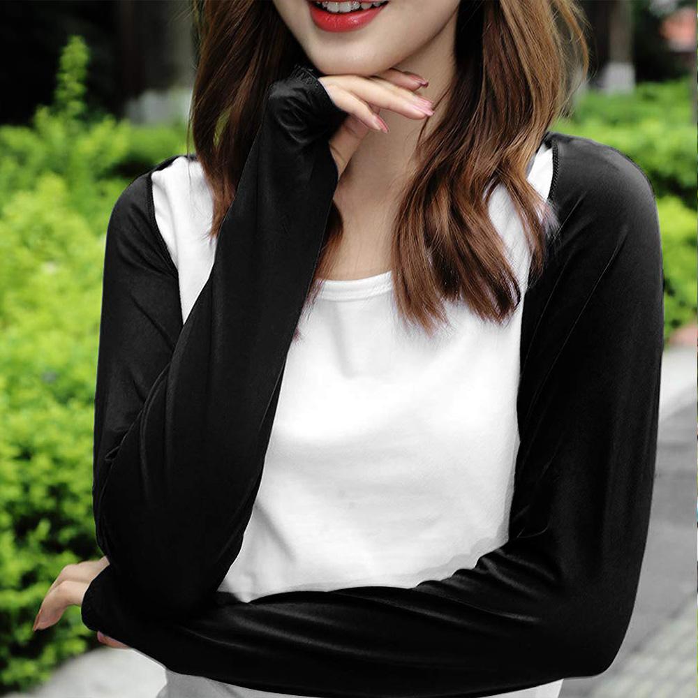 Silk Finger Hole Cycling Sleeves Women Shawl Arm Sleeve Sports Glove Sun Sleeves Sun UV Protection