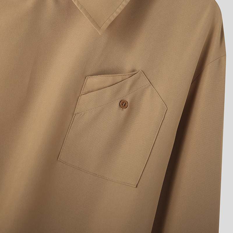 Irregular Design Buckle Lapel Shirt For Men Vintage French Style Long Sleeve Loose Top Spring Autumn Fashion Show Chic Shirts