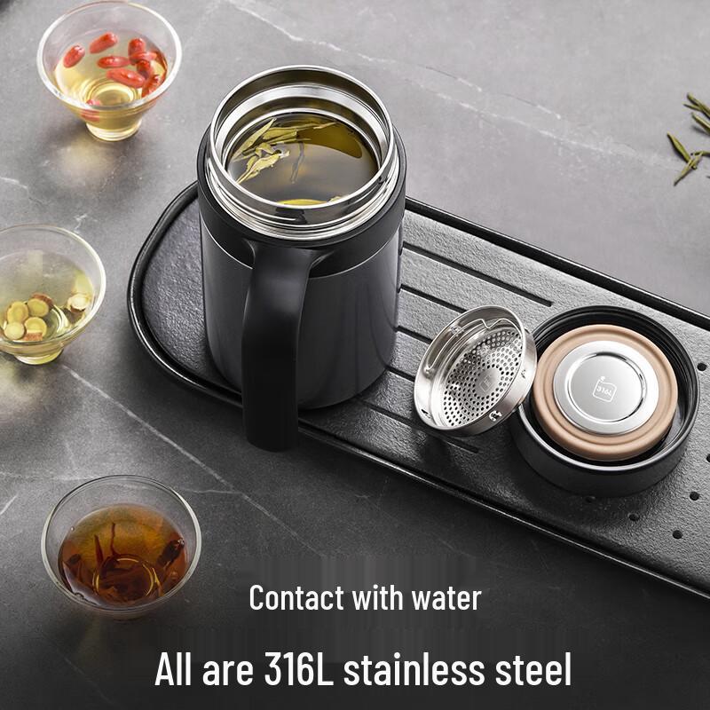 Supor 316 Stainless Steel Desktop Office Insulated Mug with Handle & Filter