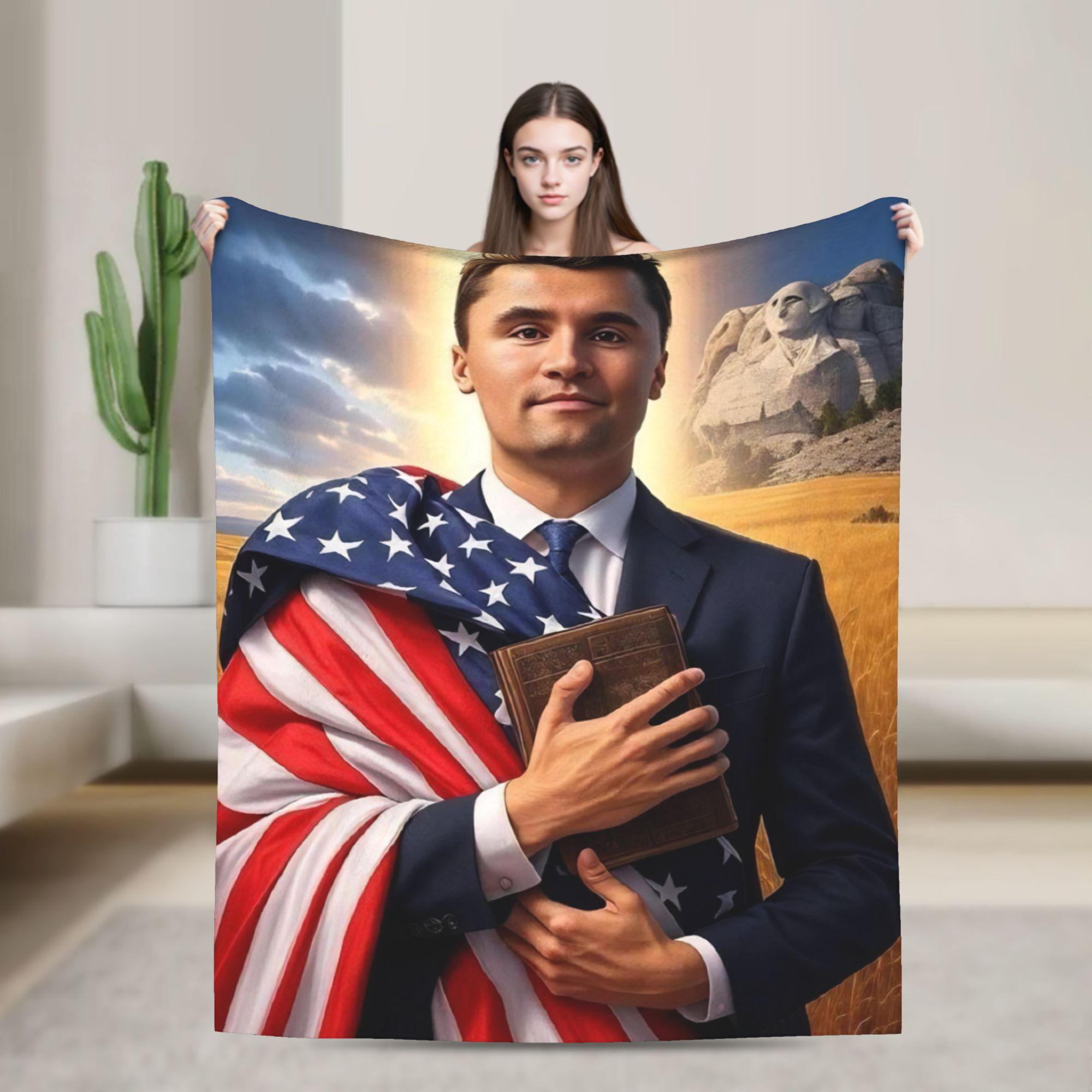 

Charlie Kirk Angelic Advocate Blanket Multi-size Soft Fuzzy Plush Throw Blankets for Couch Sofa and Bed 75x90cm