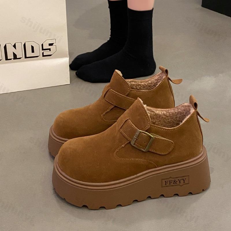 Women's Cotton Shoes Winter 2026 New Fashion Platform Casual Shoes Women's Warm Plush Retro Outdoor Non-slip Fur Short Boots