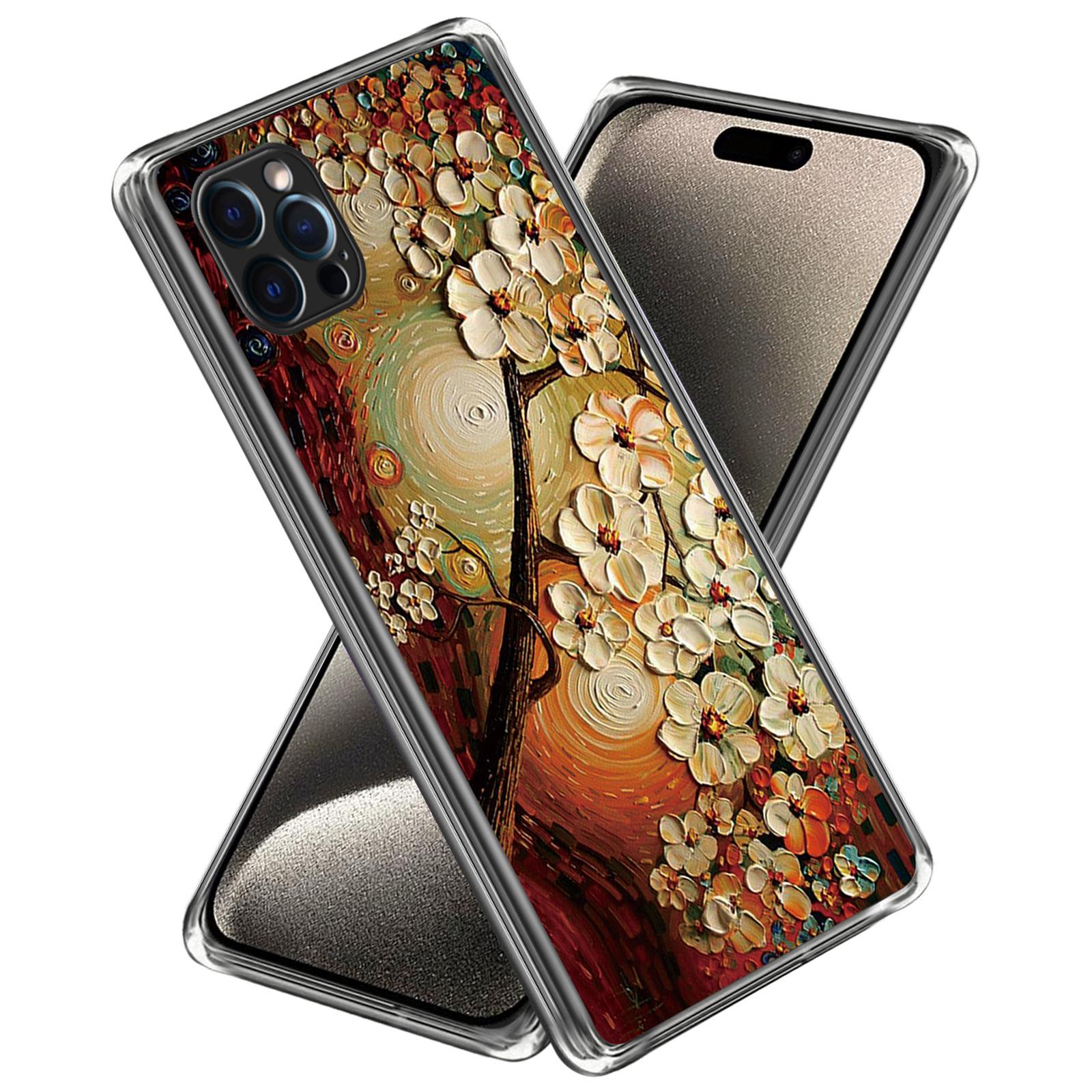 

For iPhone 16 Pro Case Pattern Printed Shockproof TPU Phone Cover Flower