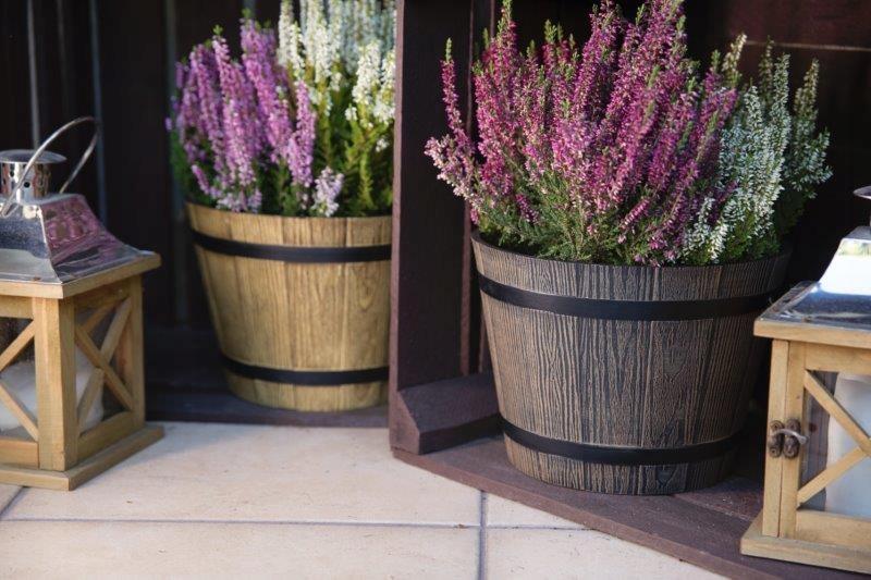 Round flowerpot, light gray wood imitation, 40 cm Madera