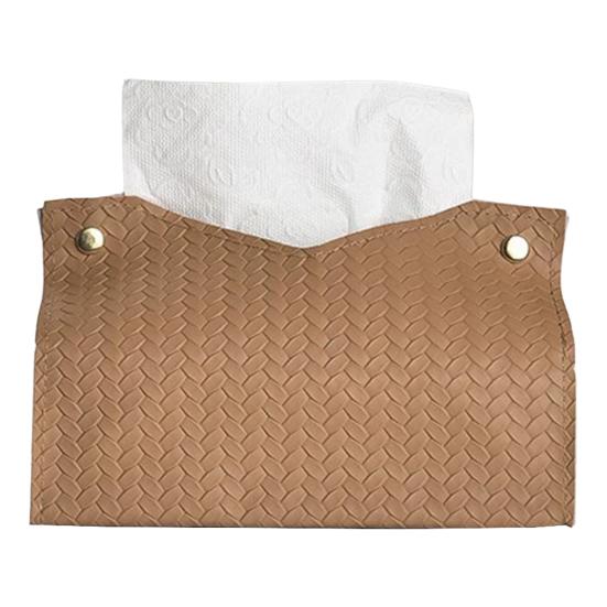 Tissue Box PU Leather Tissue Holder Smooth Dispensing Decorative Paper Towel Case Simple Style Organizer for Home Office Desktop