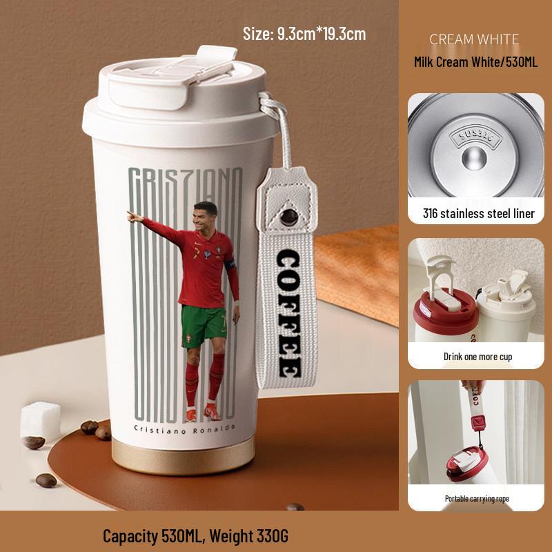 

Football Legends Insulated Water Cup: Ronaldo, Messi, Modric, Mbappe Souvenir - Perfect for Competitions and Prizes 530ml