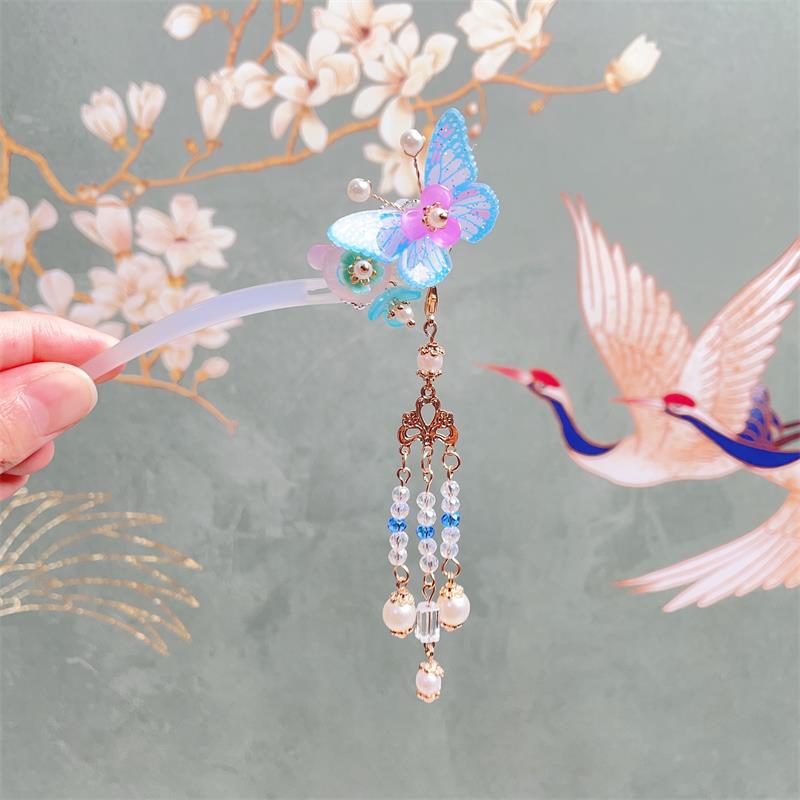 Children's New Style Hanfu Hairpin Step Shake Fringe Princess Hairpin Hair Adornment Girl's Ancient Costume Headwear