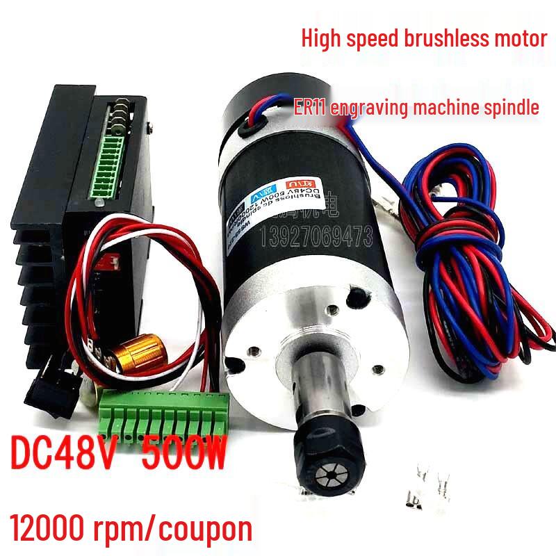 Motor de Eixo Elétrico Sem Escovas de Alta Velocidade ER11 500W para Acessórios de Máquina de Gravação DIY