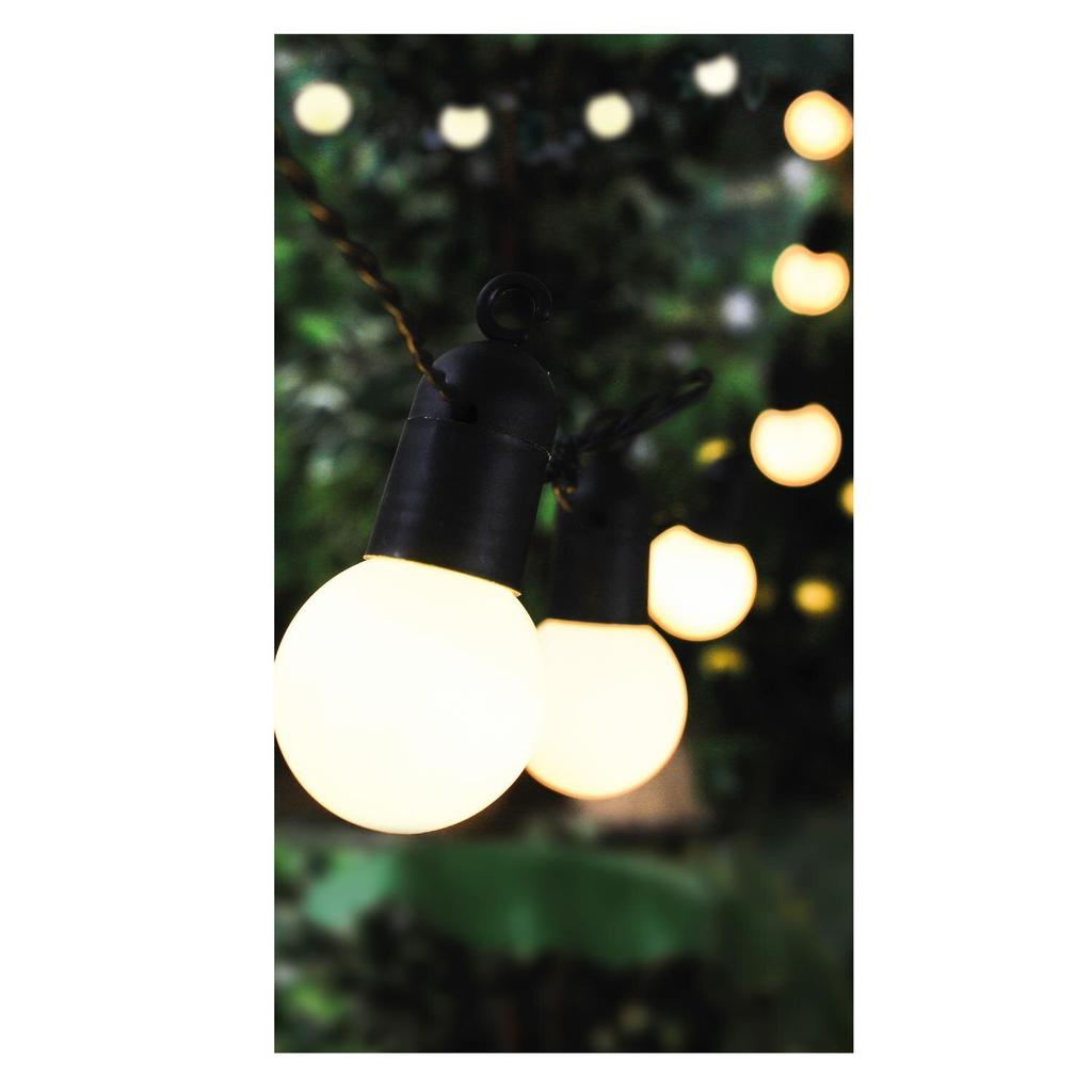 Solar Garland Bulb 20 Led White Plastic