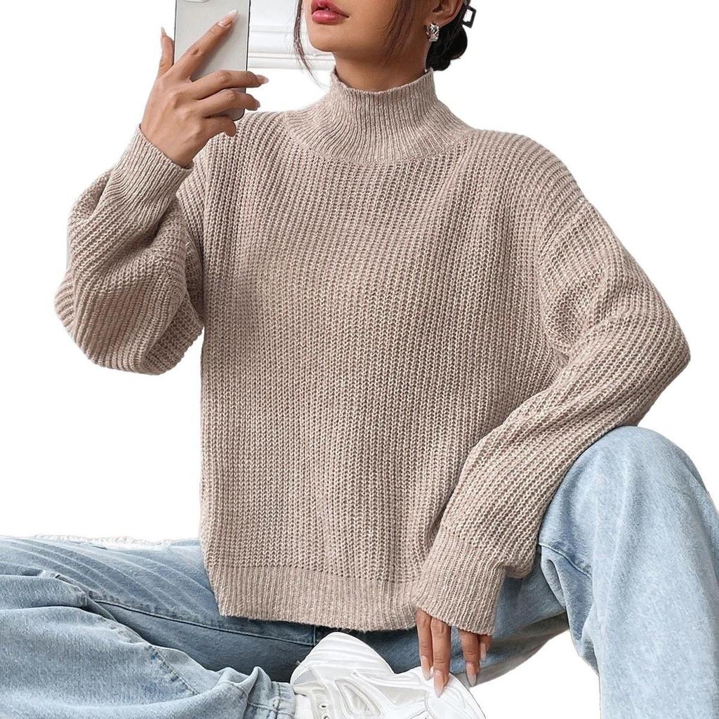 Semi-high-neck Autumn and Winter Base Layer Sweater, Pullover Sweater, Women's Top