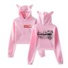 Fashion Calum Hood Printed Kawaii Crop Top Hoodie Funny Cat Ear Cropped Short Sweatshirt Hooded Pullover Women Tops Streetwear