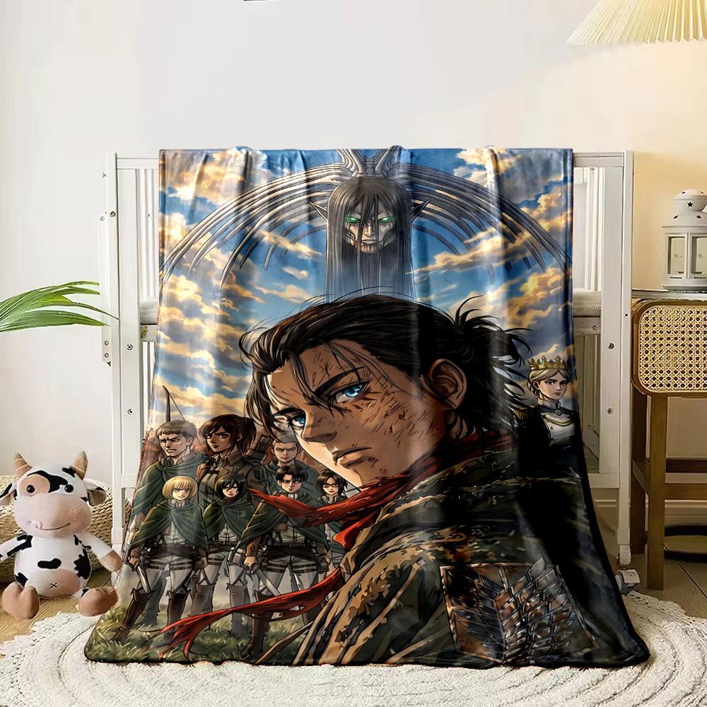 Group of soldiers with capes, striking sky, and a large mystical figure. for all seasons blanket lunch break throw gift