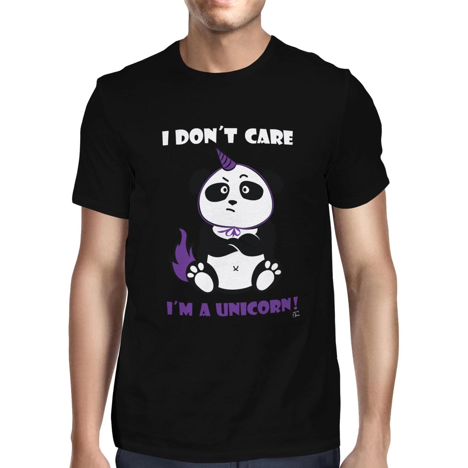1Tee Mens I Don t Care I m a Unicorn Cute Panda in Disguise T-Shirt XS