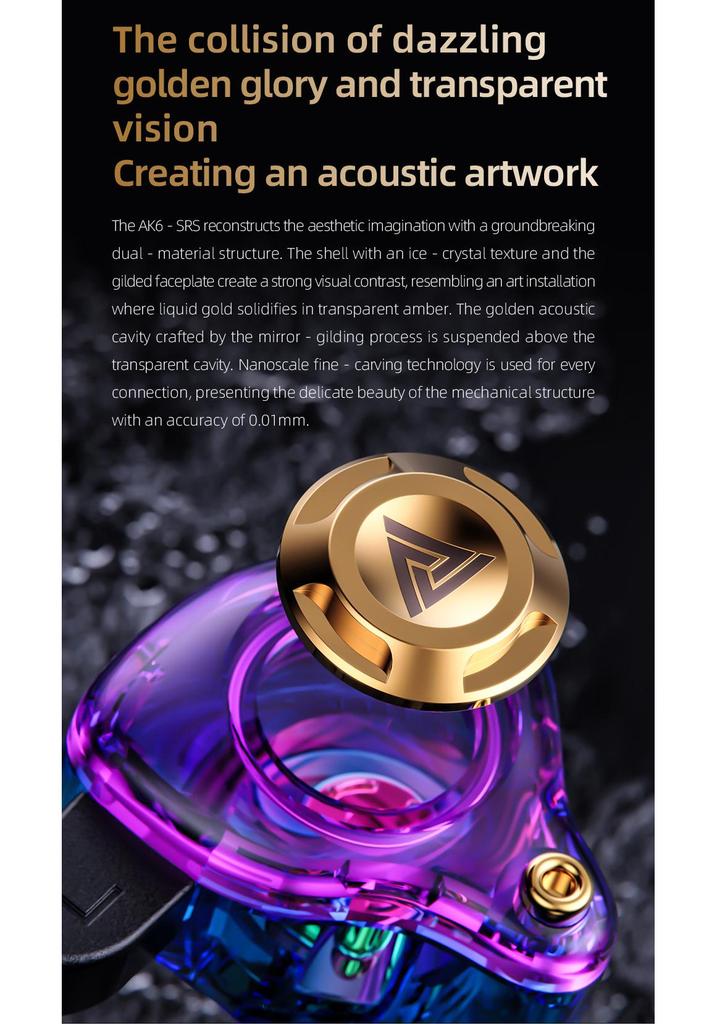 QKZ AK6 SRS In-Ear HiFi Earphones with Dynamic Drivers, Heavy Bass, In-line Control, and Wired for Sports