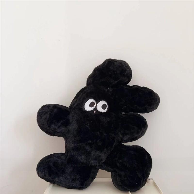

Cartoon Bunny Embroidered Plush Lumbar Pillow For Home Office And Sofa Comfort чёрный