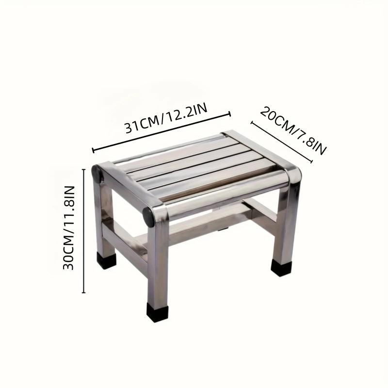 1Pc Multi-purpose Stainless Steel Stool - Durable Thick & Sturdy Stool, Ideal for Living Room, Bathroom, Kitchen and Corridors