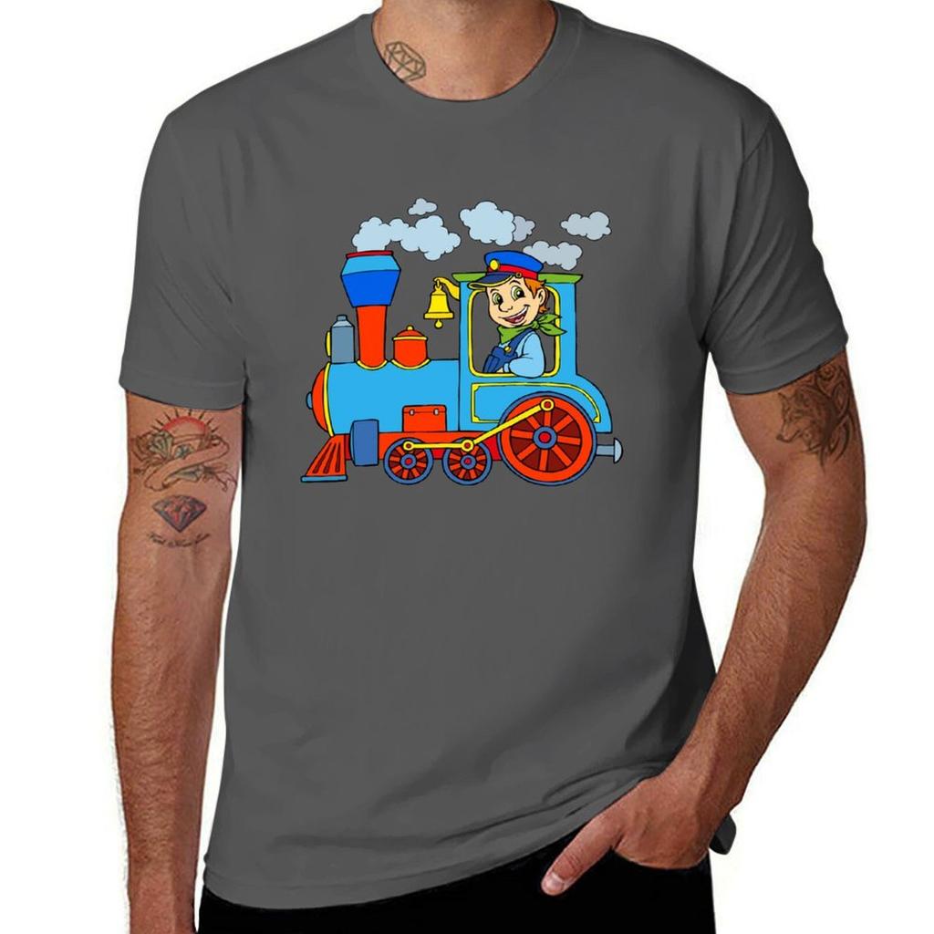 Locomotive Steam Locomotive Tshirt Odor Resistant Short Sleeve Top
