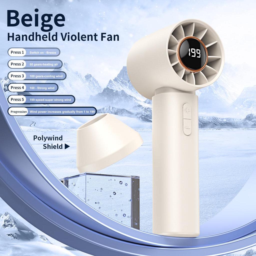 New T-12 Mini Handheld Fan: USB Charging, 100-Speed Digital Display, High-Speed Silent Turbine