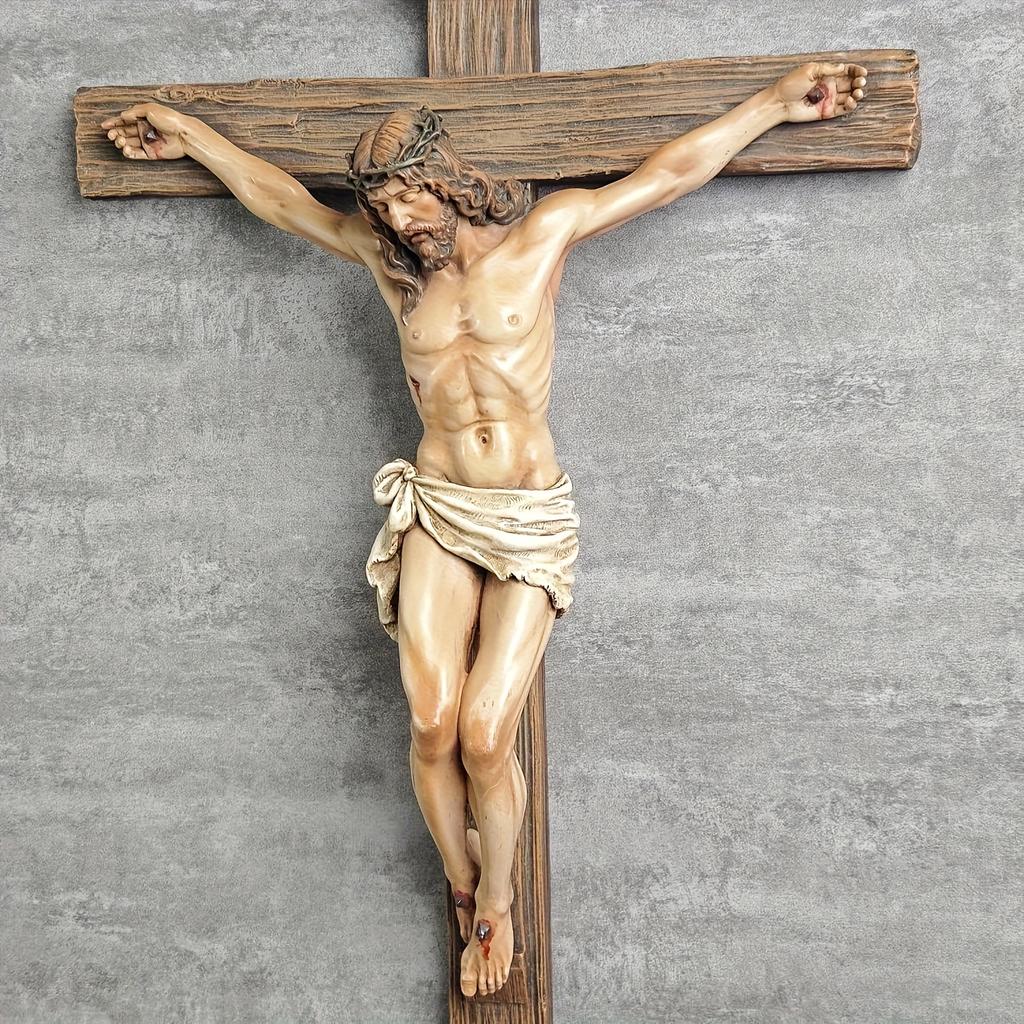 Traditional Cross Wall Hanging - Resin Statue of The Cross - Suitable for Christmas, Easter, and New Year Seasonal Religious Home Decorations