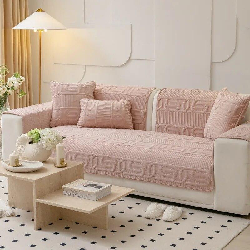 

Сплошной цвет, плюшевая подушка для дивана с вышивкой, новая подушка для дивана, плюшевая подушка, нескользящий чехол для дивана, тканевая задняя крышка 70x70cm 1pcs