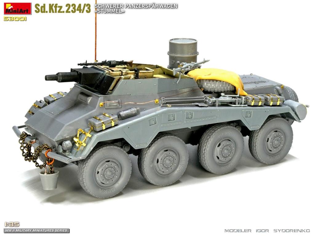 Miniart scale German Heavy Armored Reconnaissance Vehicle Plastic Model Kit MA53001 1/35 Sd.Kfz.234/3 (Stummel)