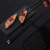 10Pcs Black Silver Portable Travel Cutlery Set Chopsticks Spoon Stainless Steel Korean Dinnerware Set Tableware Set