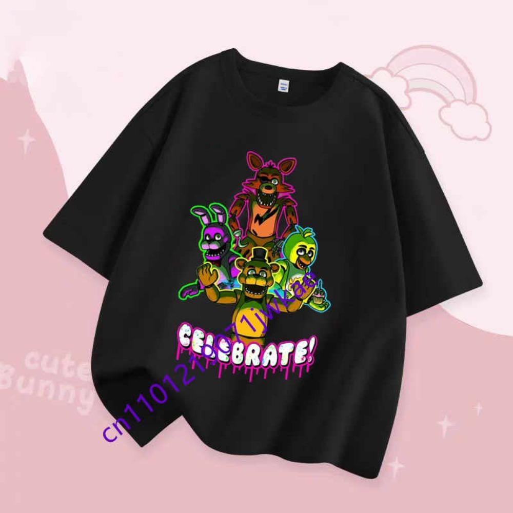 Jungen Mädchen Sommer Mode T-Shirt Kinder Kleidung FNAF Atmungsaktivität T-Shirts Kinder Five Nights At Freddy Niedriges Kurzarm Top