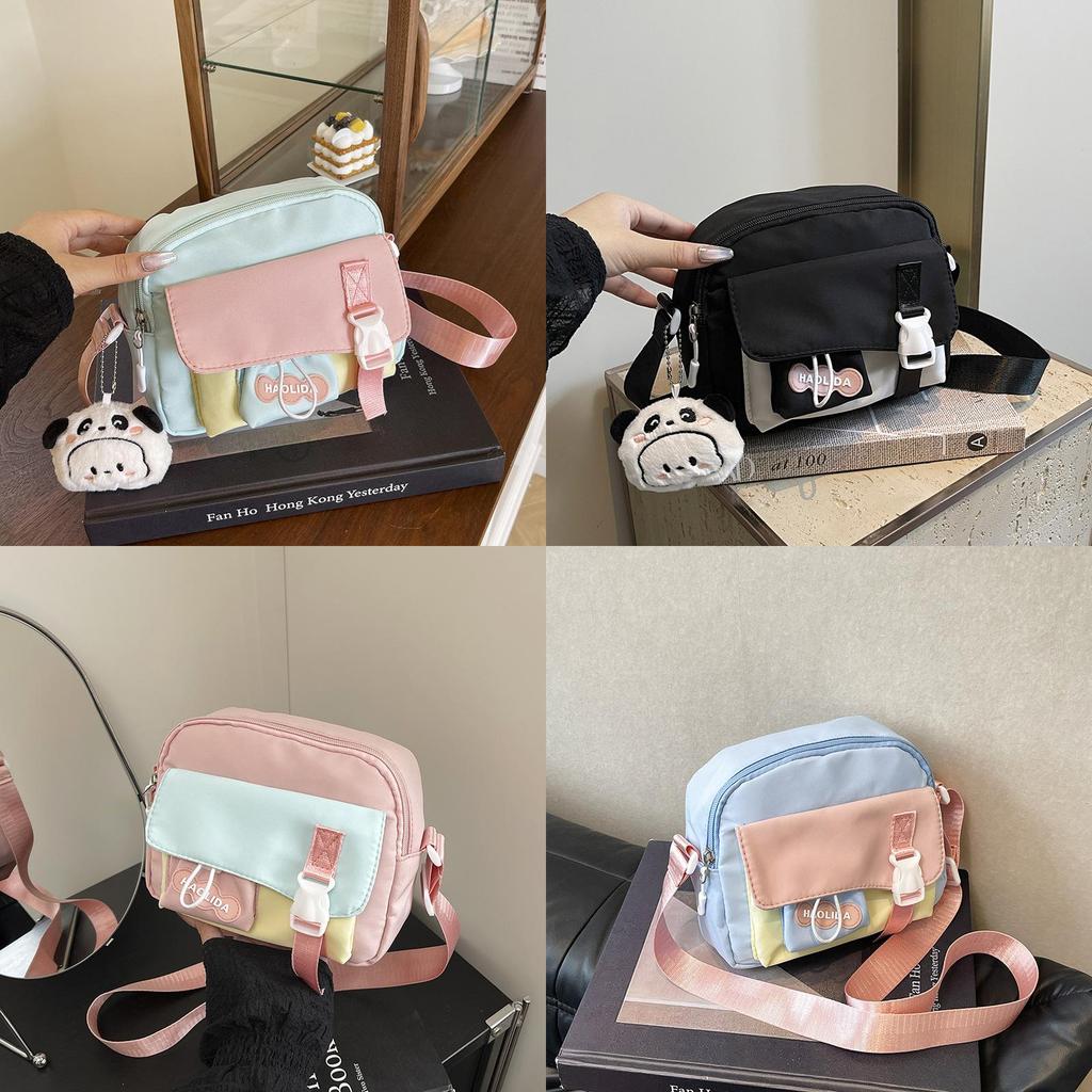 Child Cartoon Nylon Small Handbag With Splicing Design For Kindergarten Girls