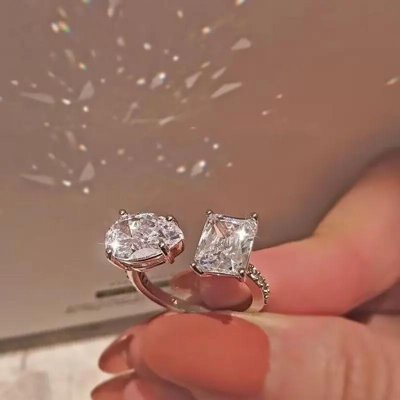 

CAOSHI Gorgeous Adjustable Rings for Women Brilliant Geometric Cubic Zirconia Young Girl Gift Accessory Wedding Romantic Zircon resizable