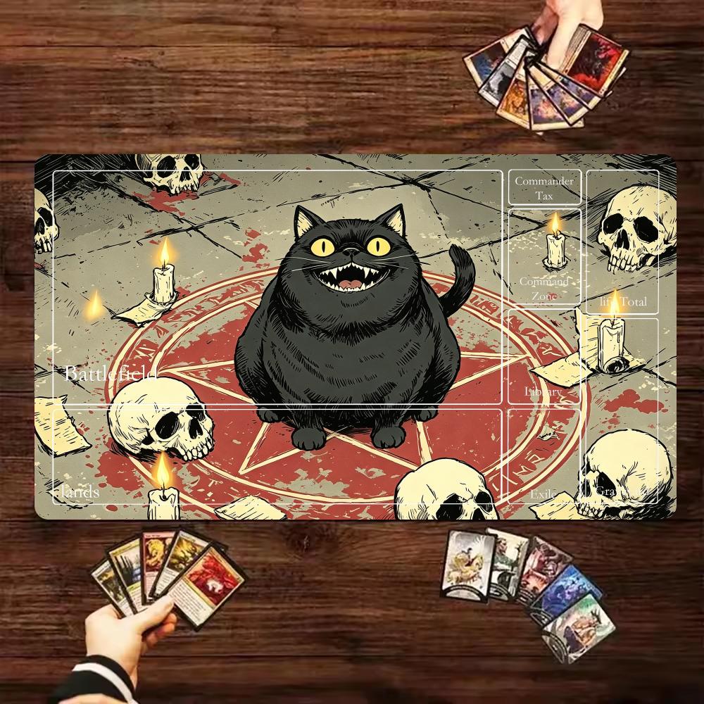 Dark Fun Black Cat Magic Party Play Mat Durable Rubber for MTG&TCG Games 35X60cm Mouse Pad PC Offices Desk Mats Friendly Design
