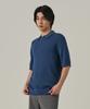 ANALOG MOOD Cable Half-Zip Collar Short-Sleeve Knit (Deep Blue)