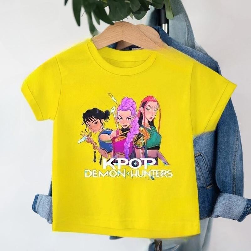 Mode Lässiges Kinder T-Shirt KPop Dämonenjäger Cooles Mädchen T-Shirt Top Lustiges Geschenk für Fans T-Shirt -KPop Dämonenjäger Kleidung