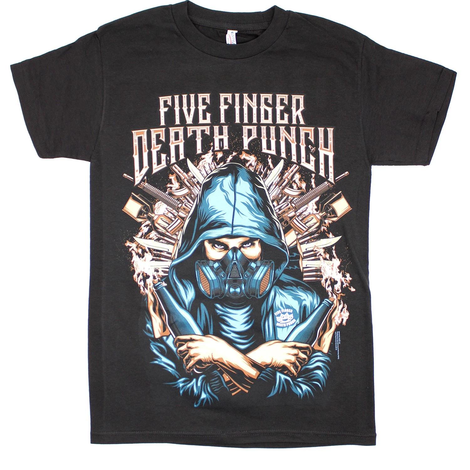 Men s Five Finger Death Punch Ninja Gas Mask T-shirt Small Black XL