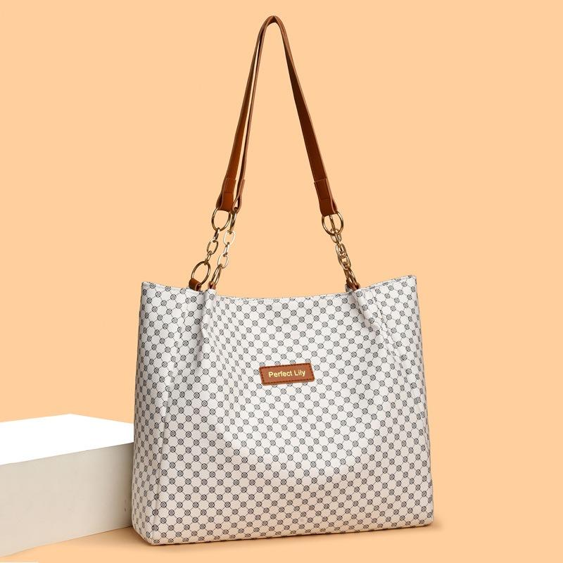 Spring and Summer New Printed Retro Casual Large-capacity Tote Bag Daily Shoulder Bag Underarm Bag Women's Bag