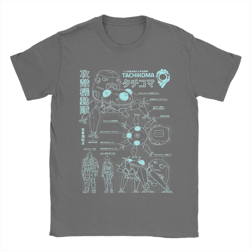 Men Ghost In the Shell T Shirts  100% Cotton Clothes Vintage Short Sleeve Round Collar Tee Shirt Unique T-Shirt
