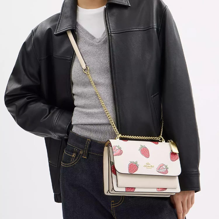 COACH Klare Coated Canvas With Leather Shoulder Bag Small Women's Gold & Chalk Multicolor CAL65-IMCAH