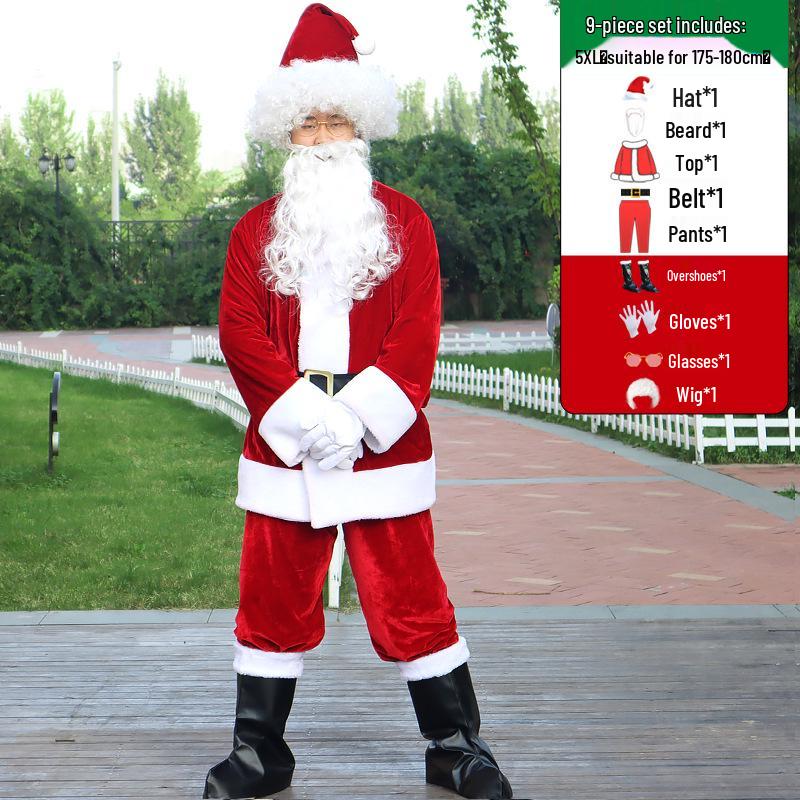 Adult Santa Claus Costume Set - Men's & Women's Plus Size Christmas Outfit