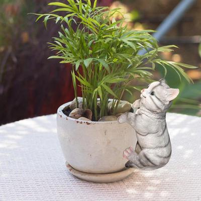 Flower Pot Garden Figurine Cute Animal Statue Bonsai Edge Decoration Hanging Sculpture Vase