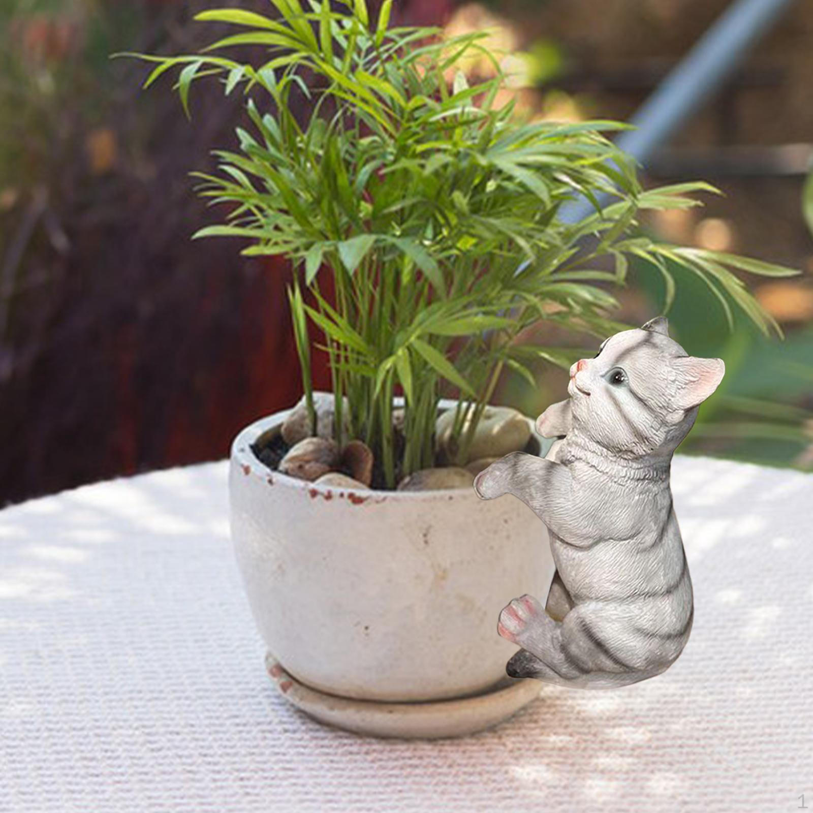 

Цветочный горшок Садовая фигурка Милая статуэтка животного Украшение для края бонсай Подвесная скульптура Ваза Cat