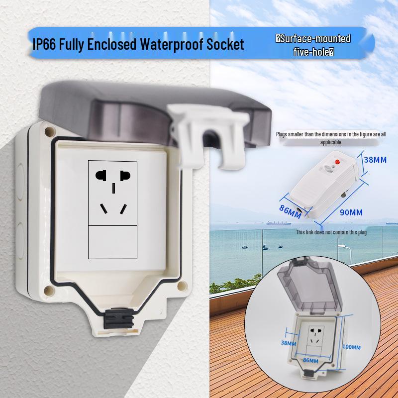 Doppelsteckdose für den Außenbereich mit wasserdichter Abdeckung und Schalter für Badezimmer und smarte Toiletten.