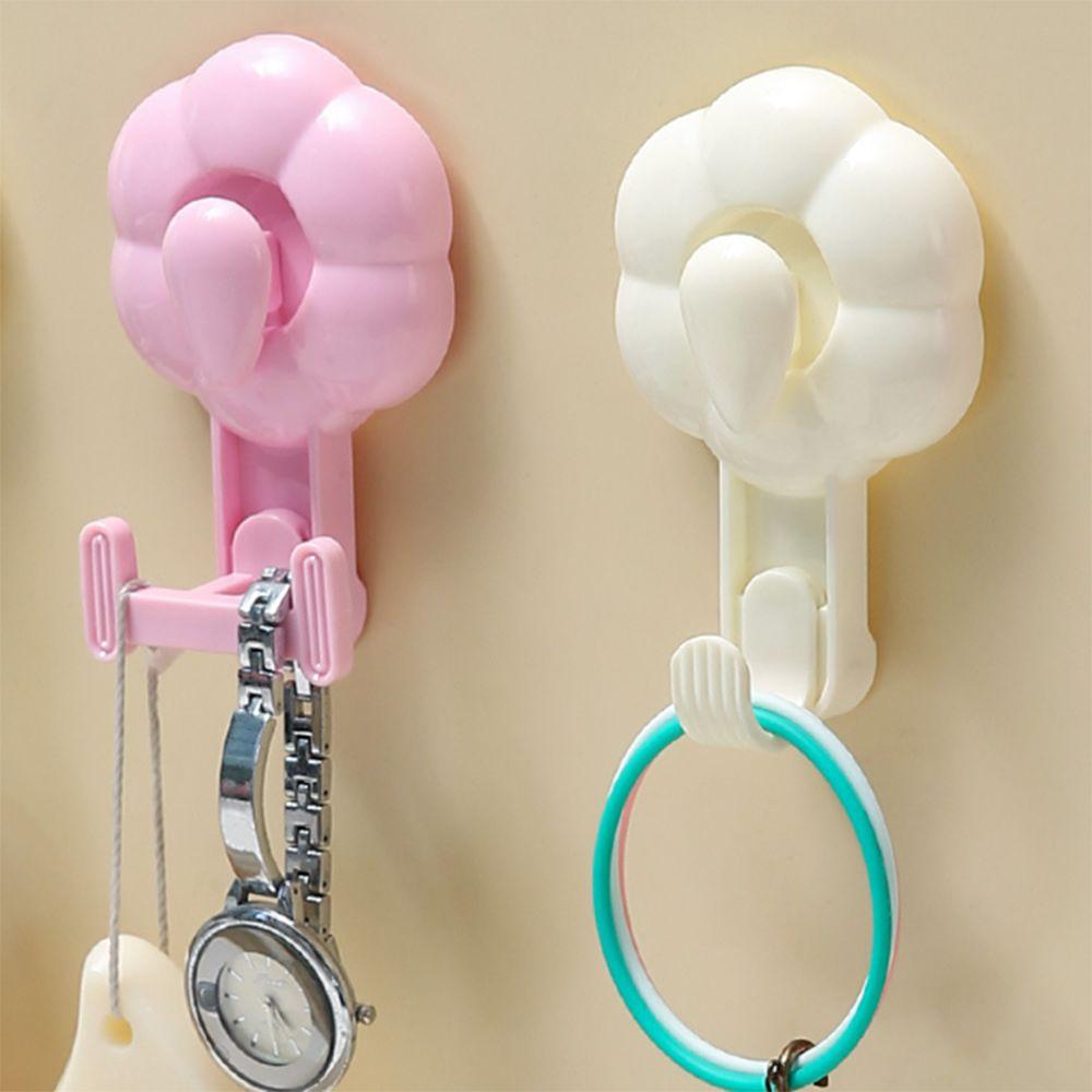 4 Pcs No Punch Flowers Suction Cup Hooks Light Luxury Wall Mounted Hooks  Dormitory