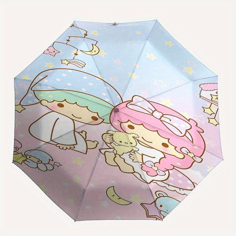 Little Twin Stars,Sanrio Characters Automatic opening and closing folding umbrella with 8 rib frame and compact travel design,perfect for