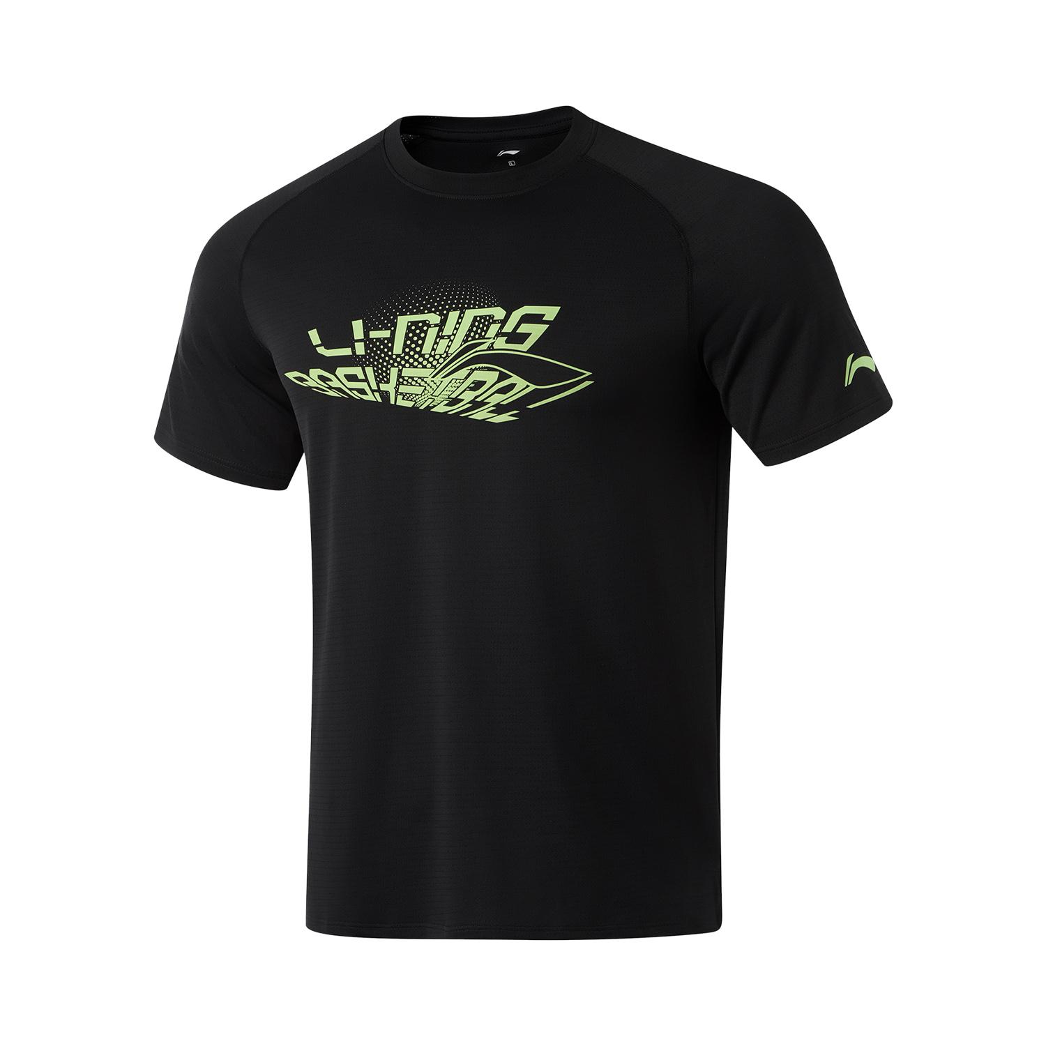 

Li-Ning Профессиональная баскетбольная серия Спортивная повседневная простая однотонная футболка с надписью, с круглым вырезом, пуловер, с коротким рукавом, мужские топы, черный ATSU755-1 M