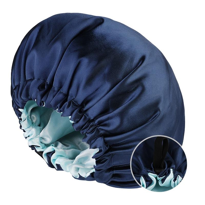 Cuffia da Notte in Raso Doppia Strato in Raso per Dormire Cuffia Regolabile per Capelli Ricci Grande Cuffia da Notte Foderata in Raso per Donne
