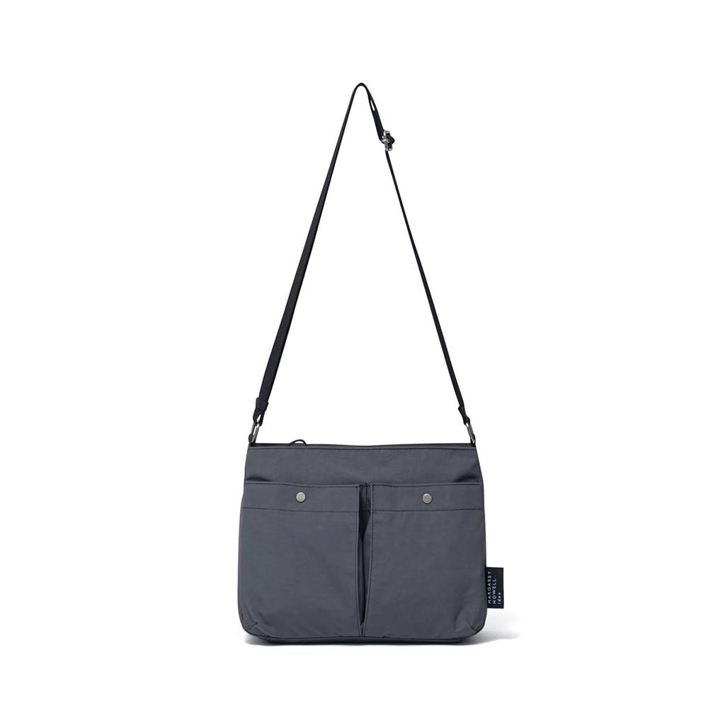 Margaret Howell IDEA Koopman Nylon Shoulder Bag with Double Pocket Design, Lightweight, Gray, MHLH5FS1, Women's