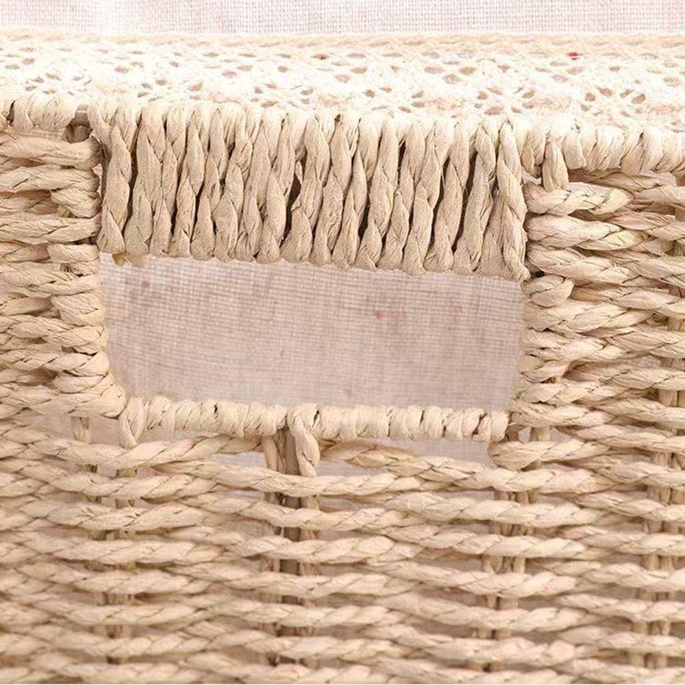 Hand Woven Foldable Storage Box Large Capacity Woven Storage Bin Imitation Rattan Basket Closet