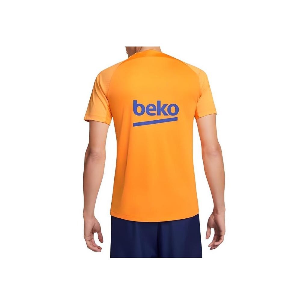 Nike Color Block Logo Print Round Neck Short Sleeve Barcelona Football Jersey 2021-2022 Season Men Jersey Orange DH7707-837