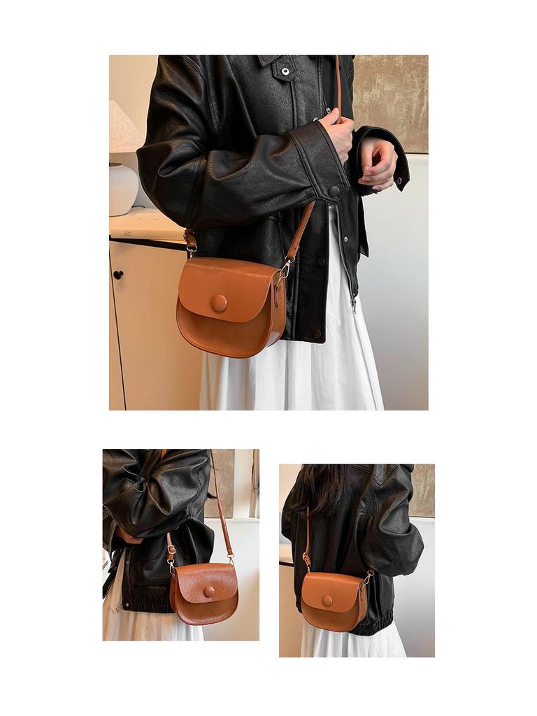 2024 Winter Textured Stylish Women's Crossbody Saddle Bag - Korean Style