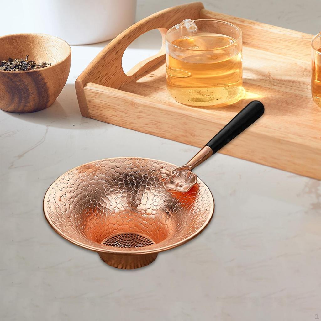 Kupfer-Teesieb, wiederverwendbares Sieb mit Griff, unverzichtbares Kung-Fu-Teewerkzeug